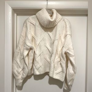 Cropped cream Turtleneck sweater
